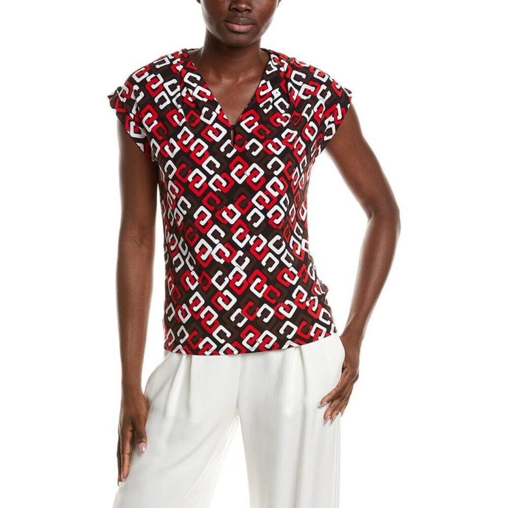 Anne Klein Womens Printed Top, Pink
